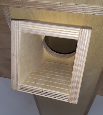 Image showing King Parrot nestbox entrance spout detail